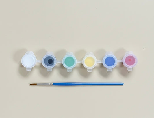 6 Mini Paint Pots with One Paint Brush